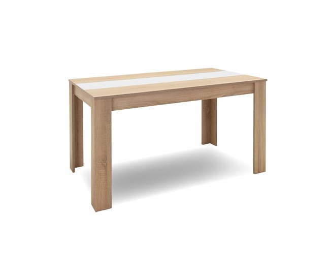 Mesa de jantar NICO II carvalho e branco Branco/ Madeira