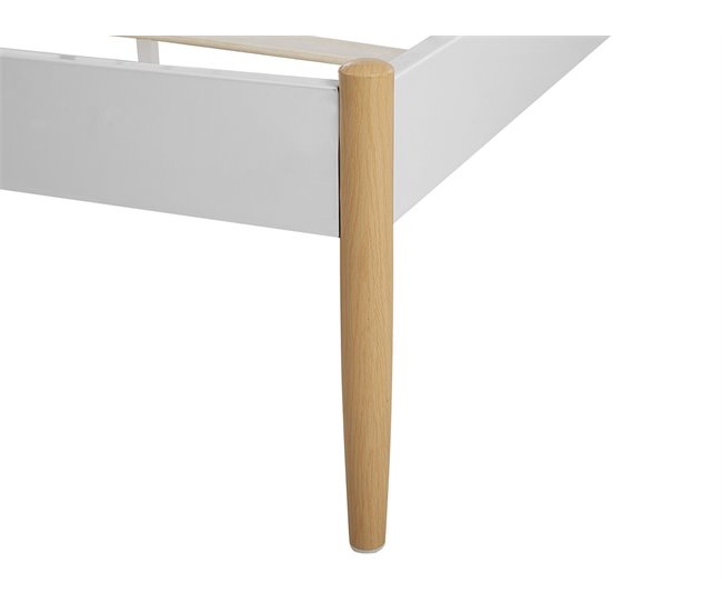 Beliani Cama com estrado Metal MAURS 147x209 Branco
