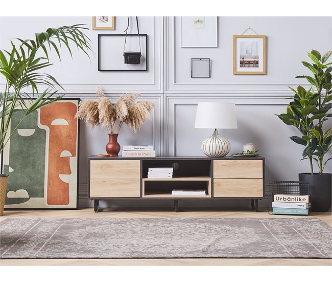 Beliani Mesa de TV MADERA 140 Castanho