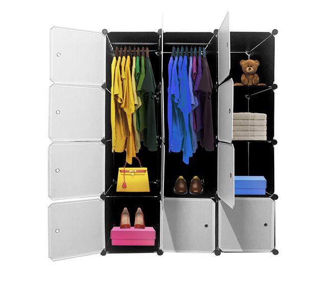 Guarda-roupa Elite Cube Caixa Personalizável 12 Cubos/Portas 111 Preto