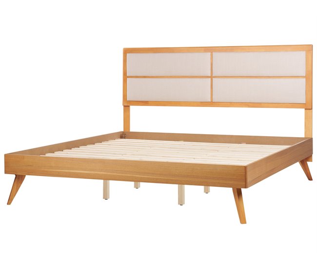 Beliani Cama com estrado MDF POISSY 187x202 Castanho Claro