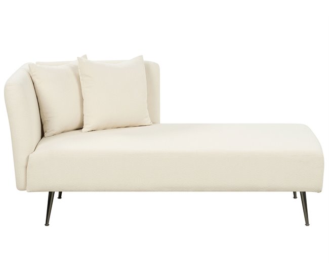 Beliani Chaise longue versão à esquerda Bouclé RIOM Branco/ Bege