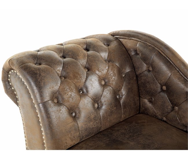 Beliani Chaise longue versão à esquerda Camurça sintética NIMES Castanho