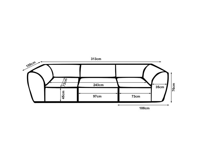 Sofá modular de 3 lugares Hurvas bouclé Branco