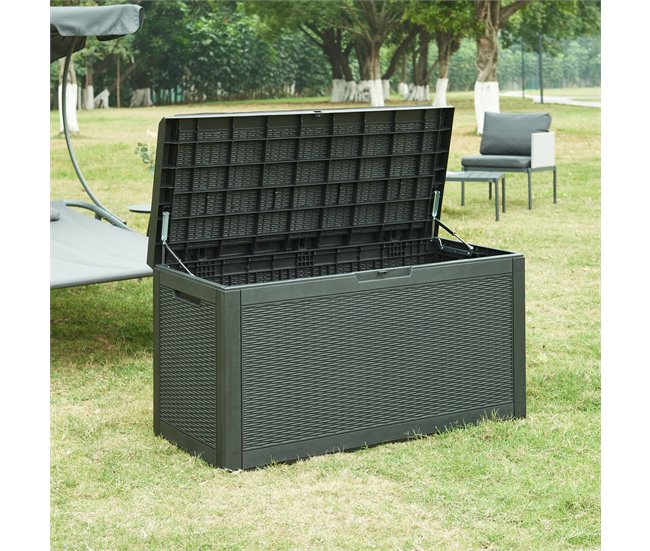 Arca de exterior Atella 380 L com almofada Preto