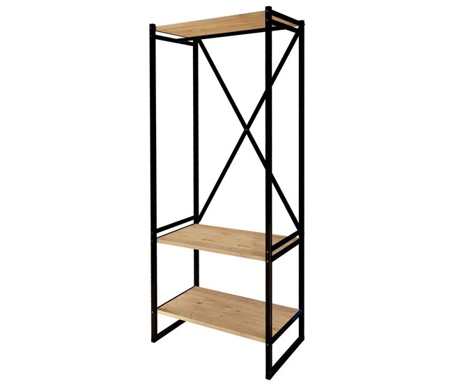 Cabide Rus e design elegante em metal Preto/ Madeira