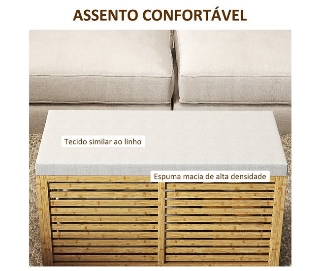 Baú de Arrumação Poliéster e Bambu HOMCOM, casa - quarto Castanho
