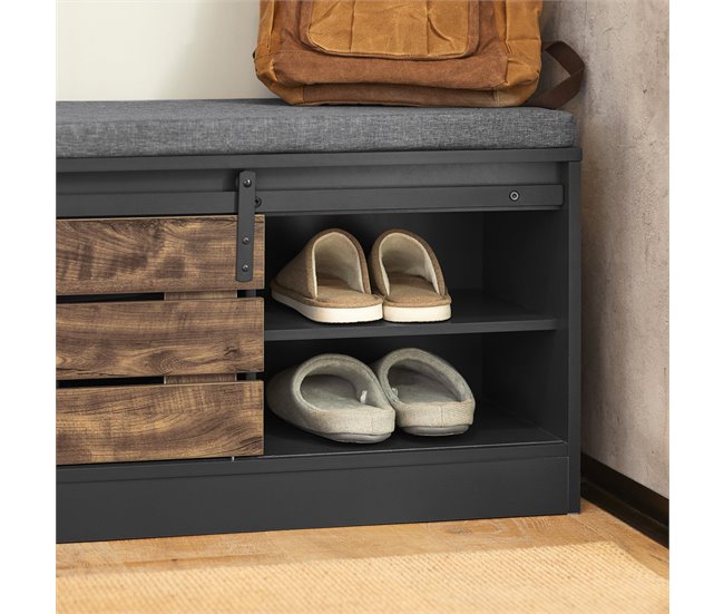 Banco para sapatos com porta de correr FSR120-HG SoBuy Cinza