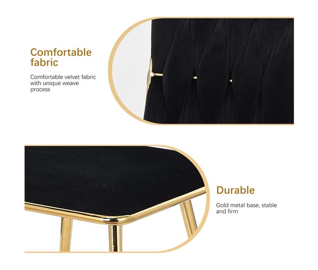 Conjunto de 2 Cadeiras de Veludo Preto