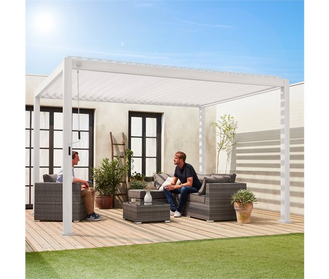 Pérgula bioclimática - Triomphe - alumínio, com lâminas 400x300 Branco