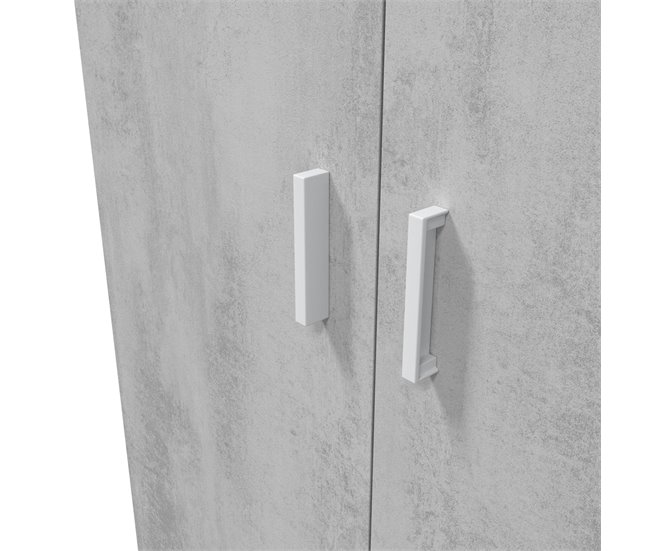 Armário multiuso com 2 portas com efeito madeira Cinza