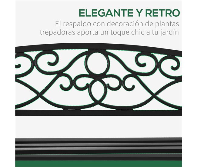 Banco de Jardim Aço e Ferro Fundido Outsunny 128x58 Preto