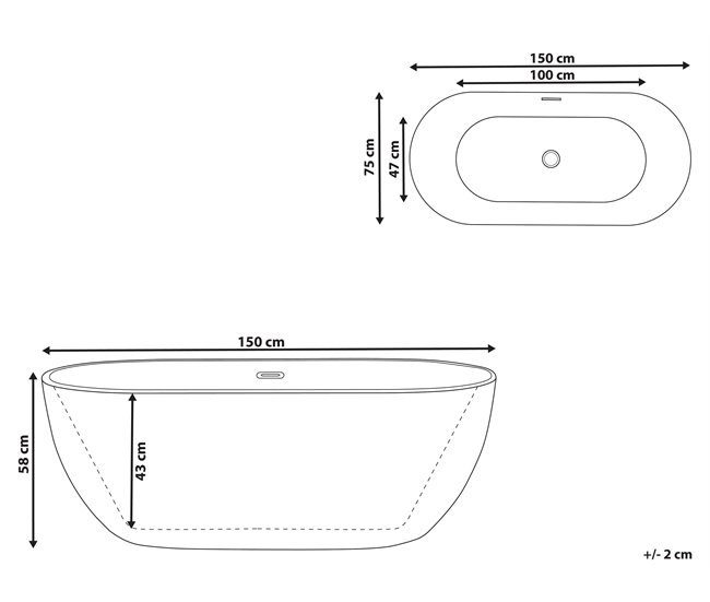 Beliani Banheira autónoma CARRERA 75x150 Branco