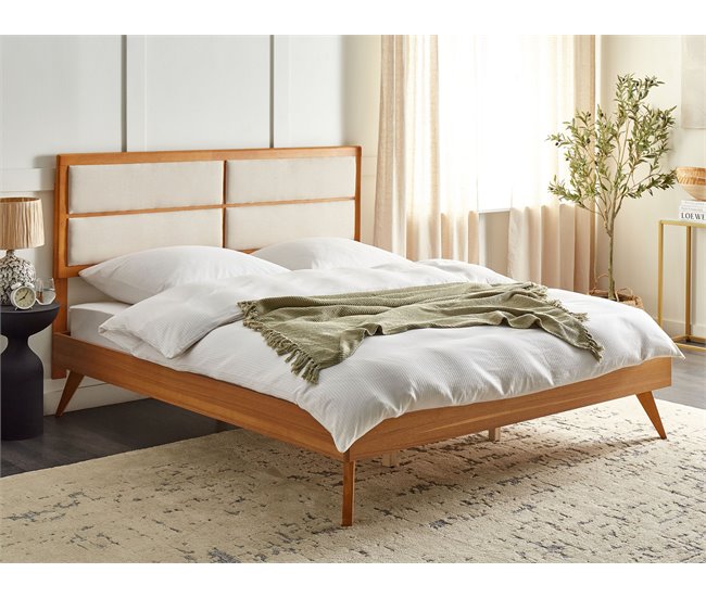 Beliani Cama com estrado MDF POISSY 187x202 Castanho Claro