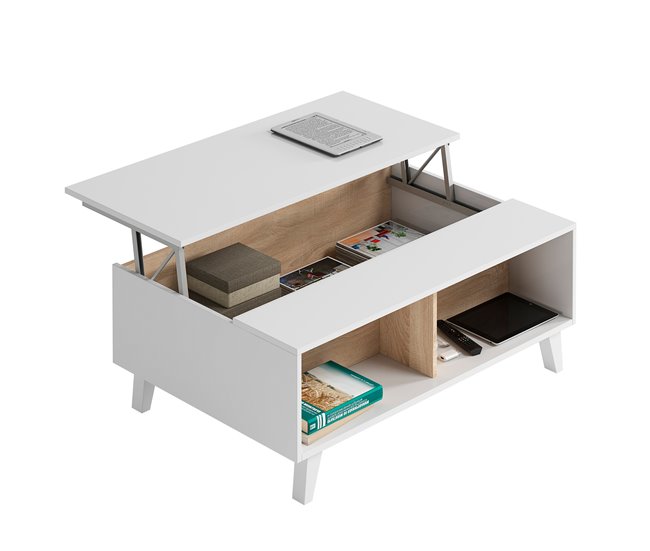 Mesa de centro Kira Carvalho/Branco Cor Carvalho