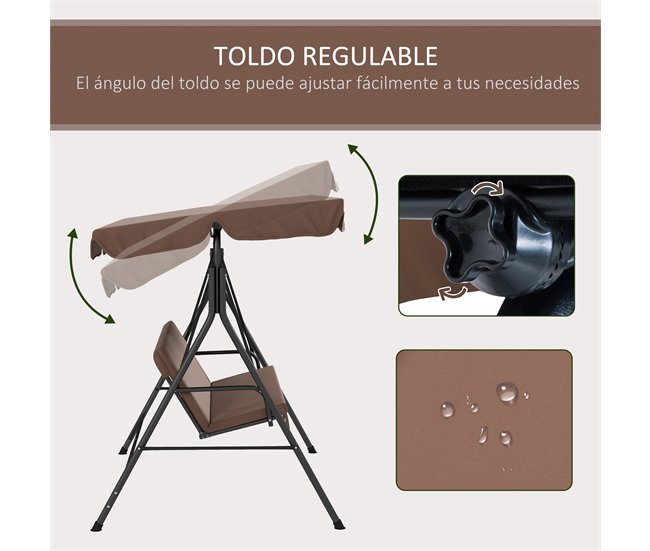Baloiço de Jardim Tecido de poliéster e aço Outsunny Castanho
