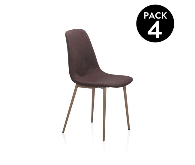  Conjunto de 4 cadeiras de jantar Cai Castanho