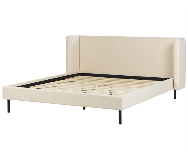 Beliani Cama com estrado Veludo ARETTE 184x206 Bege