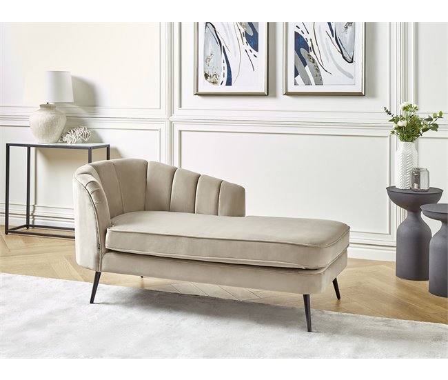 Beliani Chaise longue izquierdo Terciopelo ALLIER Bege