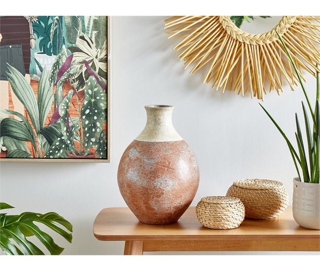 Beliani Jarro decorativo BURSA Branco/ Bege