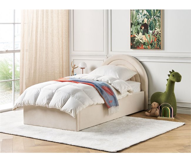 Beliani Cama com armazenamento Veludo ANET 98x218 Azul Claro