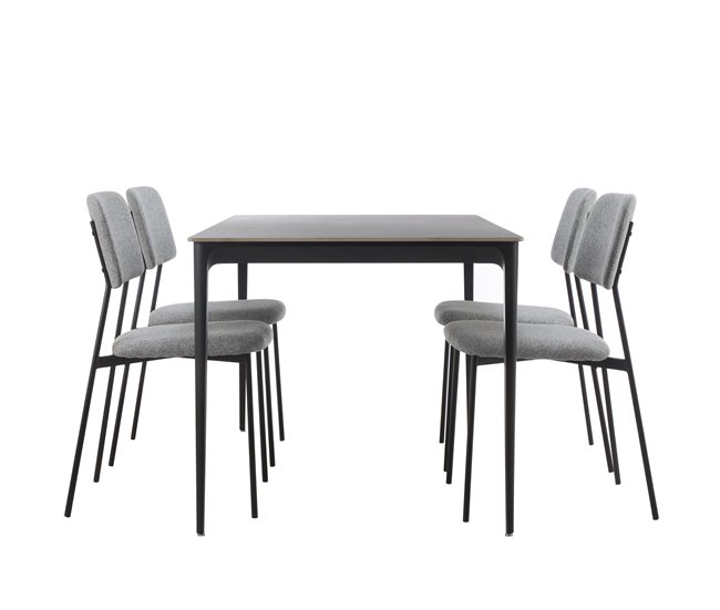 Conjunto de jantar com 1 mesa e 4 cadeiras STONE cinza Cinza