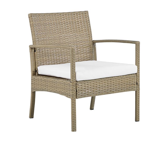 Beliani Conjunto lounge Ratan sintético MARSALA Bege