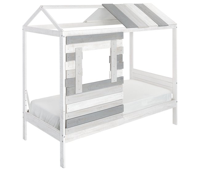 Cama 90x190 cm CABANA branca/cinza Branco/cinza