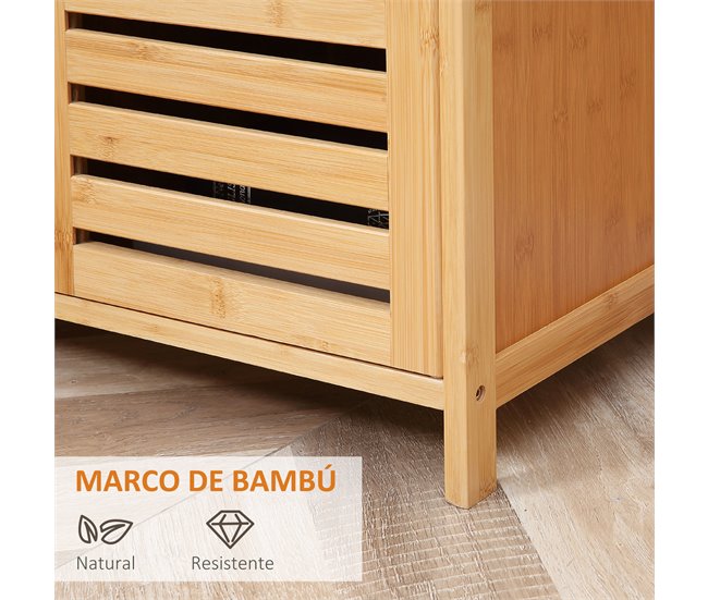 Aparador Bambu HOMCOM, casa - móveis de armazenamento Castanho