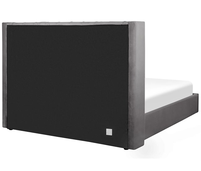 Beliani Cama com armazenamento Veludo LUBBON 210x217 Cinza
