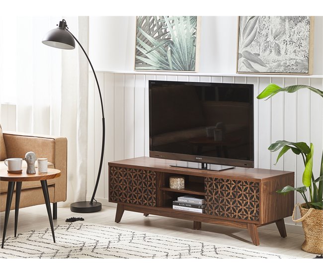 Beliani Mesa de TV PRESCOT 140 Castanho
