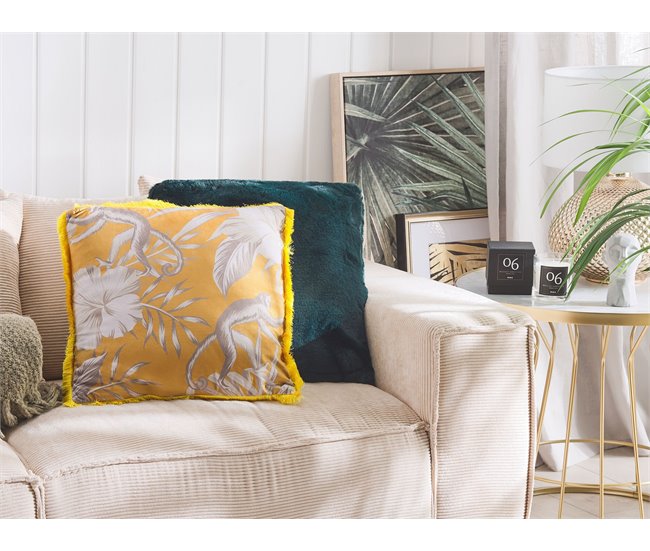 Beliani Almofada decorativa MANJU Amarelo