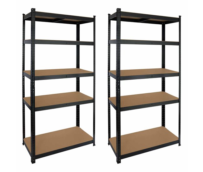 Pack 2 Prateleiras Modulares com 5 Prateleiras Ajustáveis ​​O91 Preto