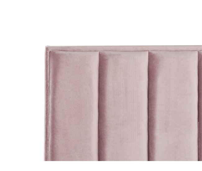 Beliani Cama com armazenamento Veludo SEZANNE 170x215 Rosa