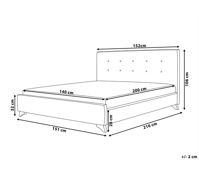 Beliani Cama com estrado Poliéster AMBASSADOR 152x216 Bege