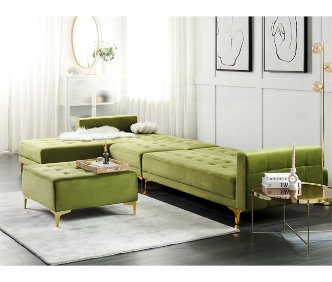 Beliani Sofá-cama Veludo ABERDEEN Verde