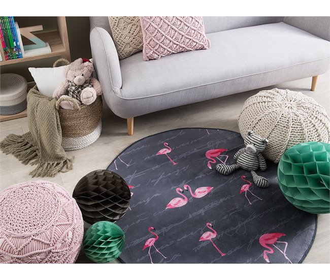 Beliani Entrelaçado KERER 120x120 Cinza Escuro