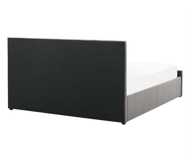 Beliani Cama con almacenaje Terciopelo ROCHEFORT 150x214 Cinza