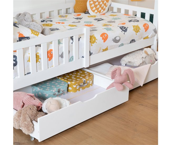 Conjunto de 2 gavetas de arrumação para cama de madeira Branco