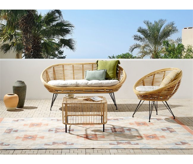 Beliani Conjunto lounge Rattan/vime MARATEA/CESENATICO Natural