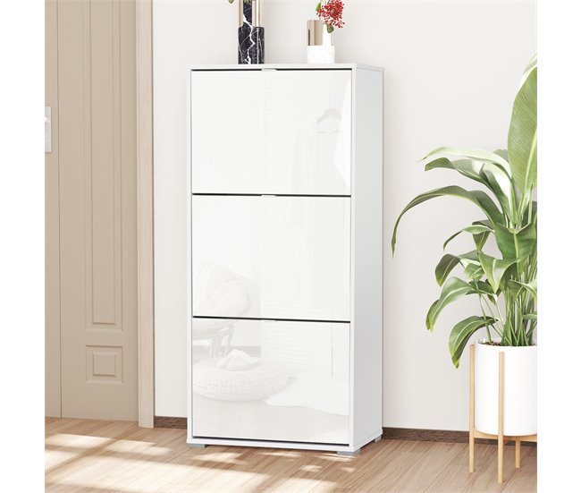 Armário de Sapatos Placa de partícula de classe E1 HOMCOM 60 Branco