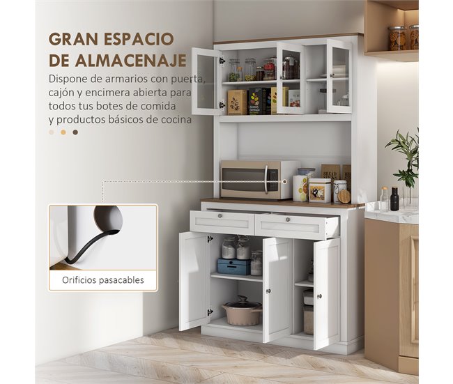 Armário de Cozinha MDF e Melamina de Madeira HOMCOM Branco