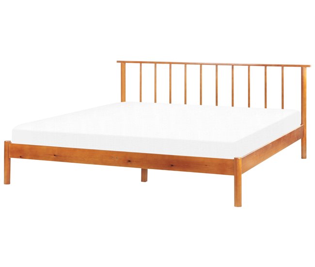 Beliani Cama com estrado Pinho BARRET 196x209 Castanho