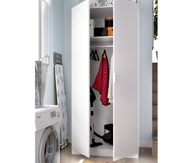 Armário 2 portas com efeito madeira 81 Branco
