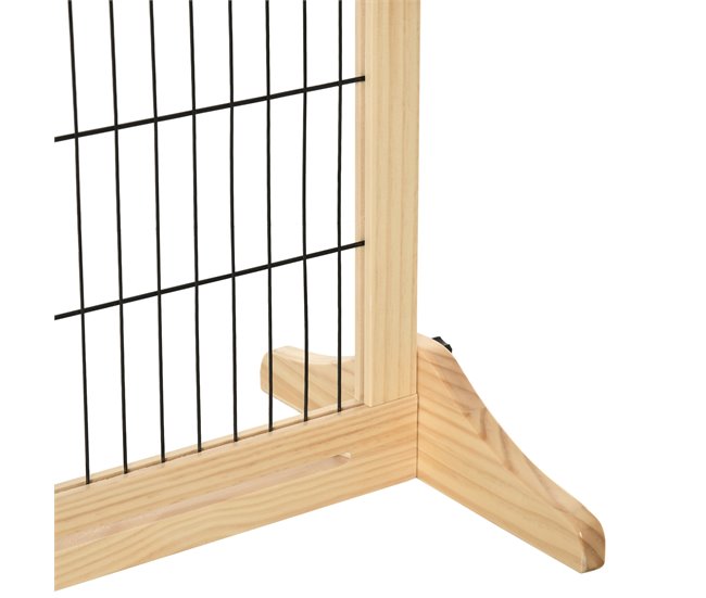 Barreira de Segurança para Cães Madeira de Pinho e Aço PawHut Natural