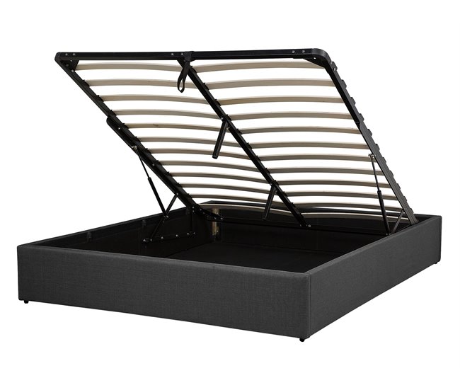 Beliani Cama com estrado Poliéster DINAN 147x214 Cinza Escuro