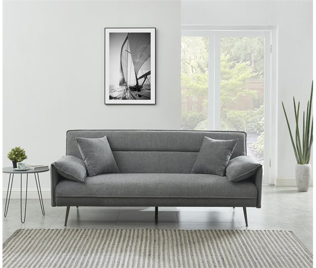 Sofá cama 3 lugares EIDEN cor cinza Cinza