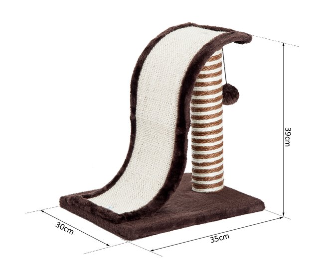 Arranhador para Gatos Aglomerado de Madeira, Pelúcia e Sisal Castanho