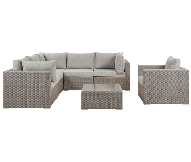 Beliani Conjunto lounge CONTARE Cinza Claro