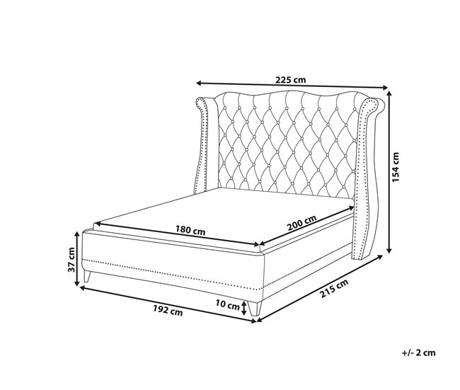Beliani Cama com estrado Veludo AYETTE 225x215 Bege